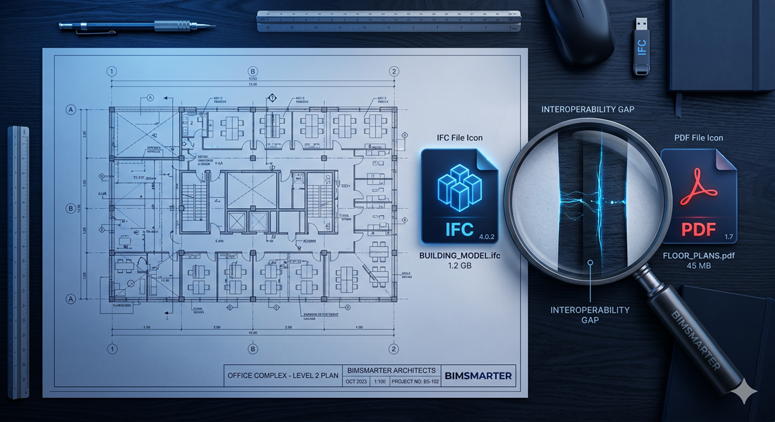 Interface Bluebeam Max Smart Overlay comparant deux versions d'un plan de construction avec les zones surlignées