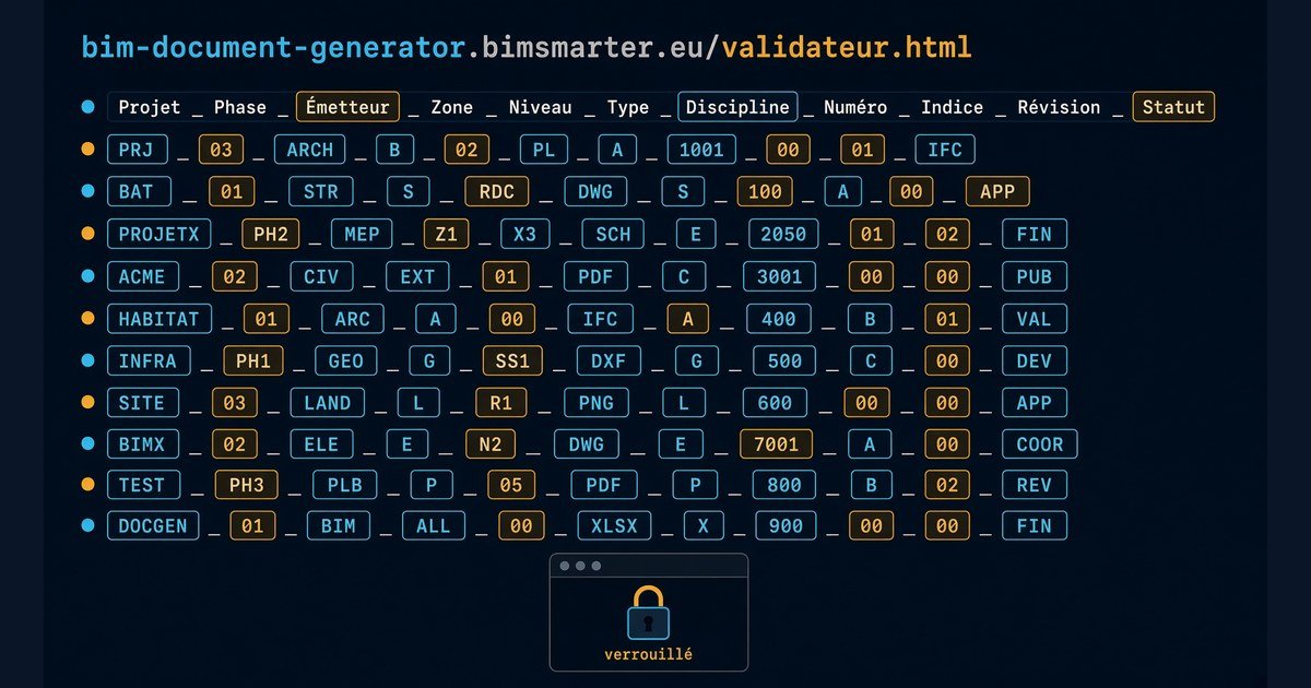 Validateur de nommage ISO 19650 CRTI-B : contrôle de conformité des noms de fichiers BIM